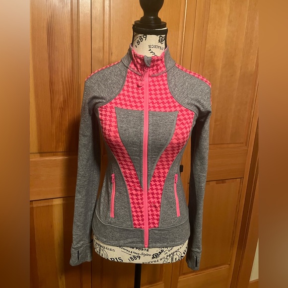 Girls Ivivva Pink and Gray Yoga Jacket - Picture 1 of 11